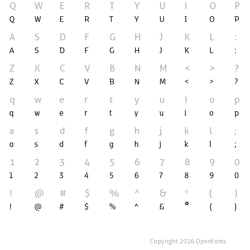 Character Map of Kobenhavn C Regular