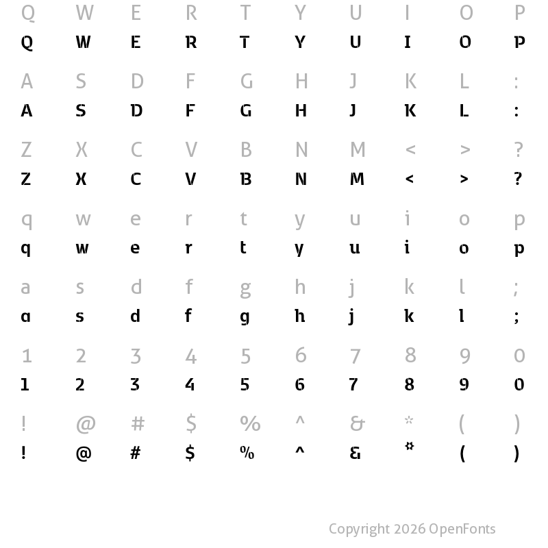 Character Map of Kobenhavn C Stencil Bold