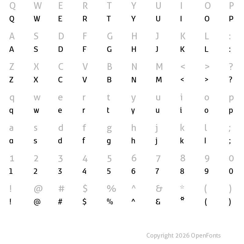 Character Map of Kobenhavn CS SemiBold