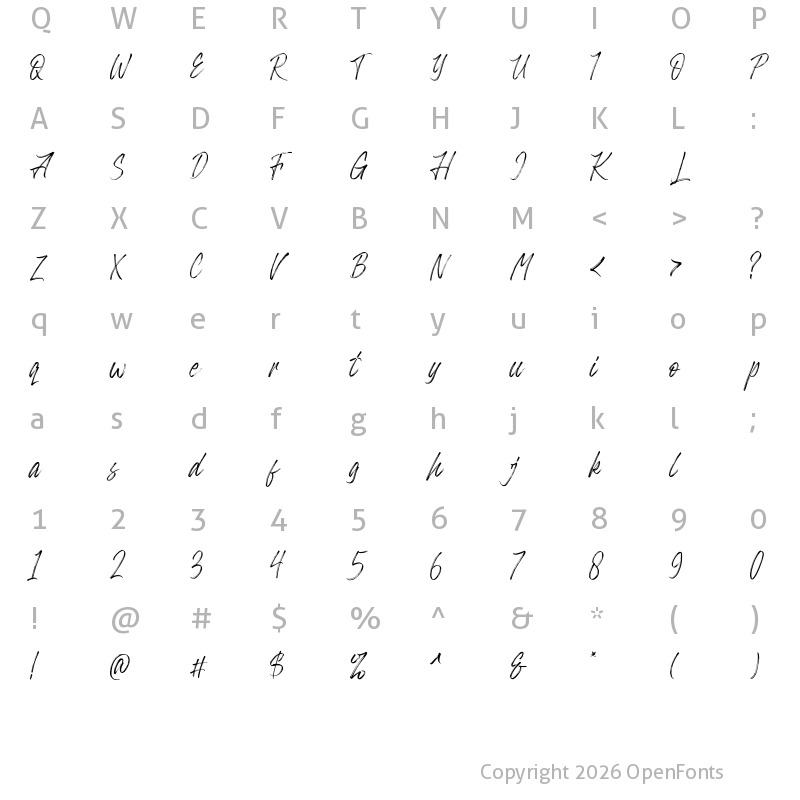Character Map of Kogttline Regular