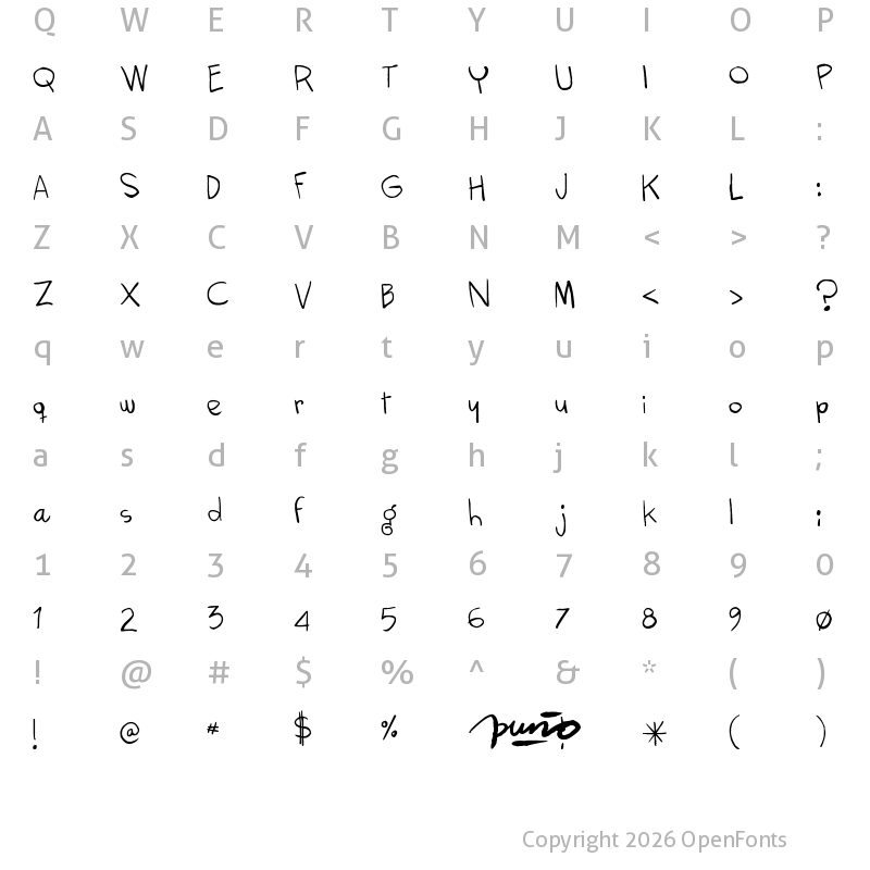 Character Map of kokekoko light Regular