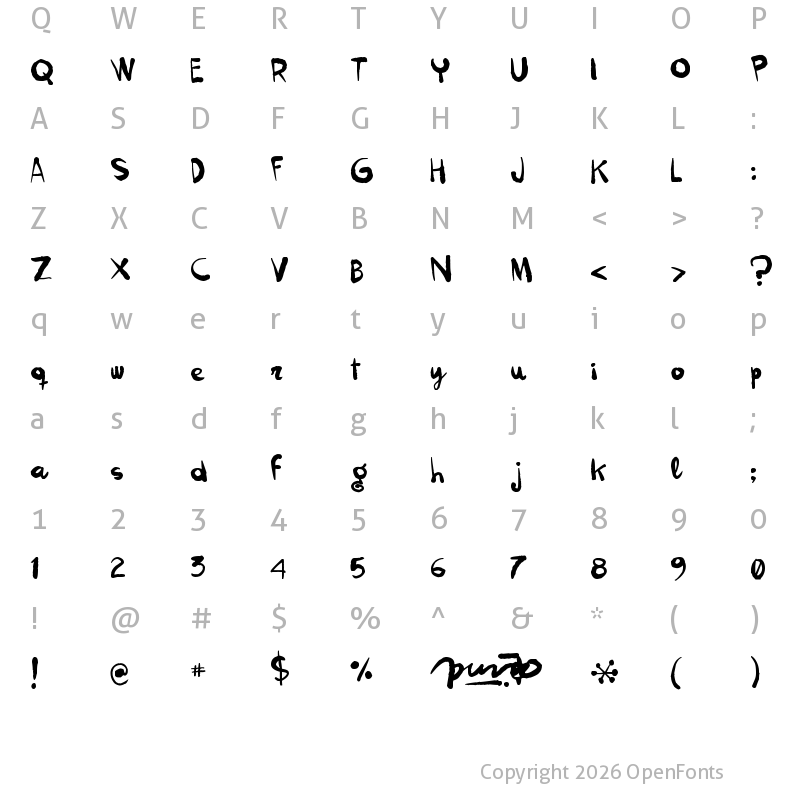 Character Map of kokekoko Regular