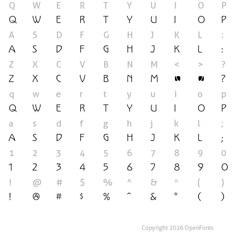 Character Map of Kolo LP Regular Regular