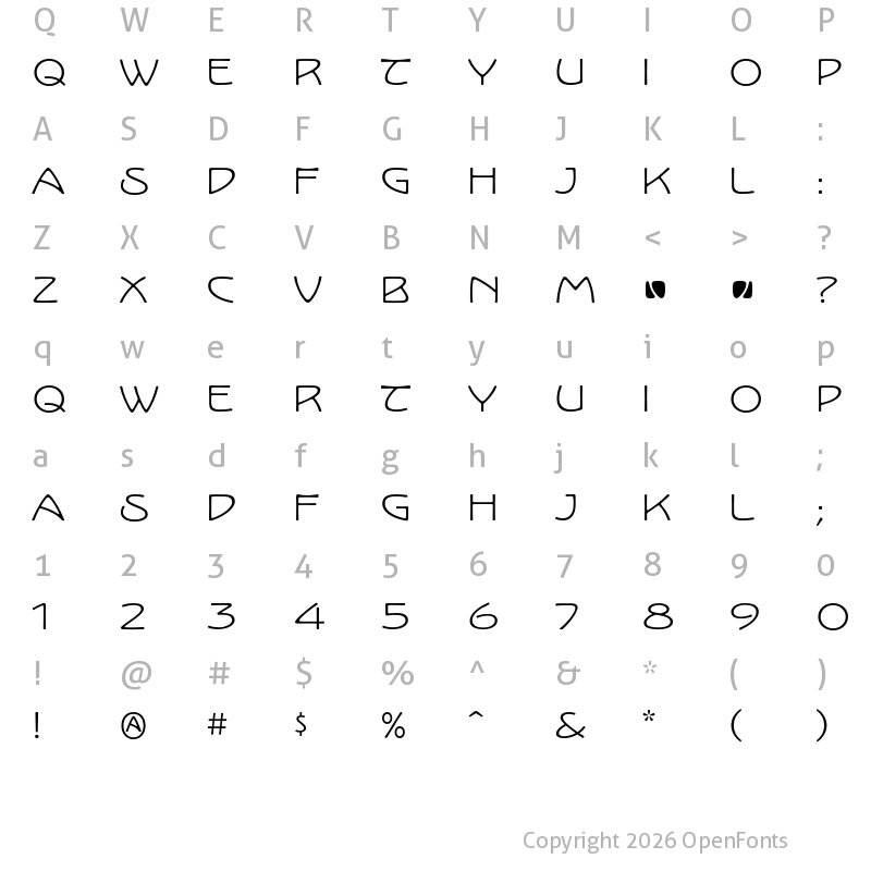 Character Map of Kolo LP Wide Regular