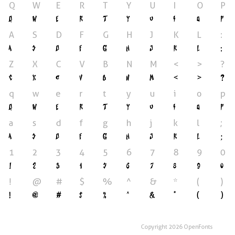 Character Map of Kolorans Regular
