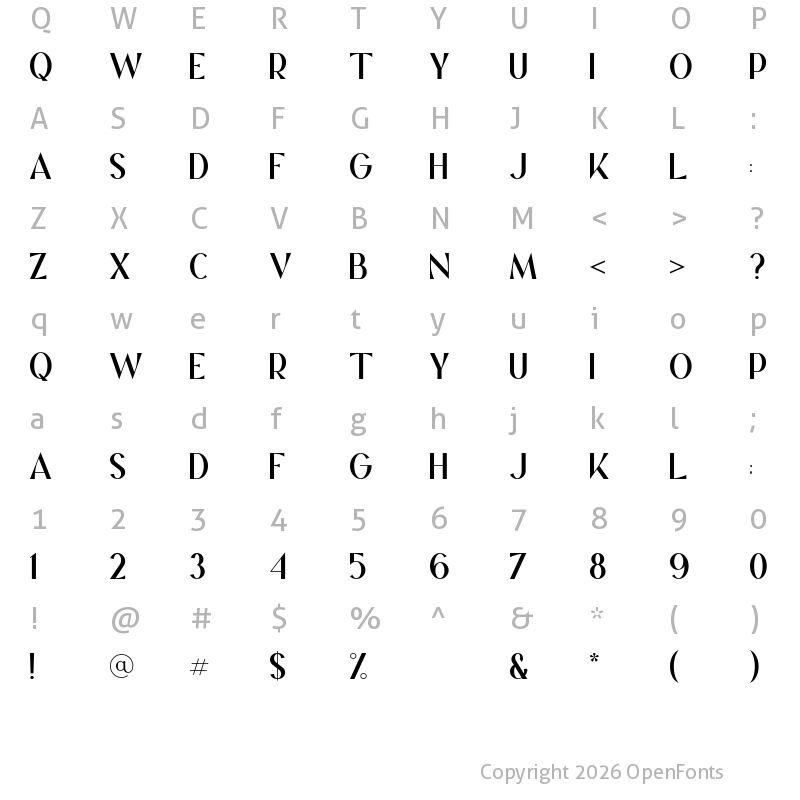 Character Map of Koma Regular