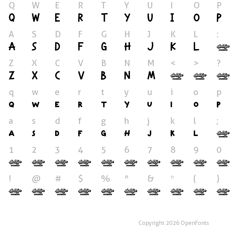 Character Map of Komic Sunday Demo Regular
