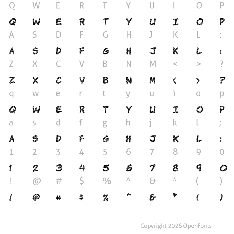 Character Map of Komika Krak Regular