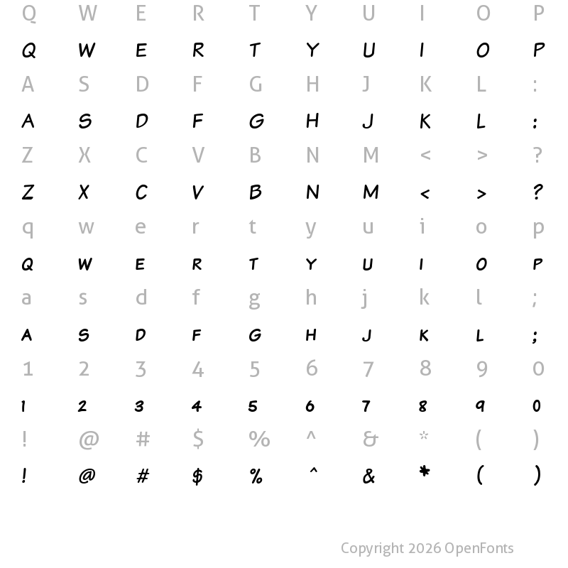 Character Map of Komika Text Kaps Regular