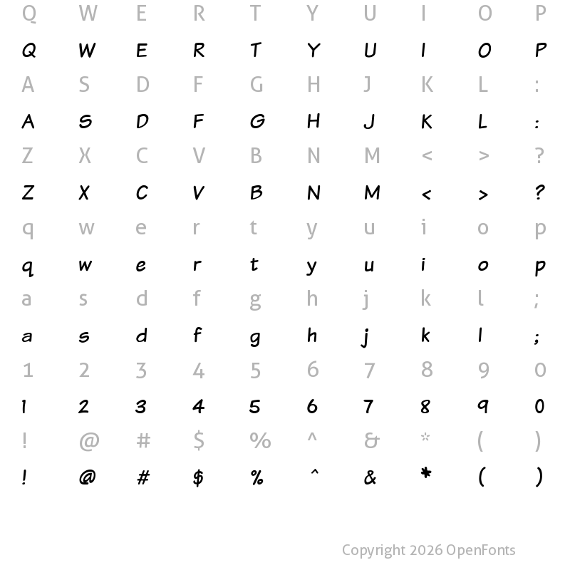 Character Map of Komika Text Regular