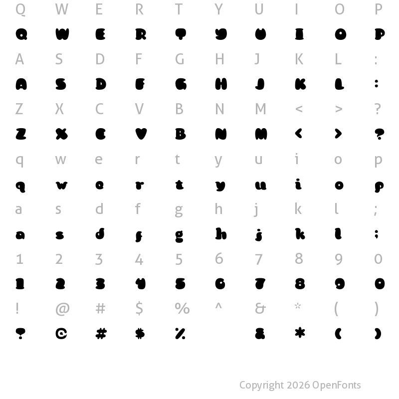Character Map of Kong Quest Regular