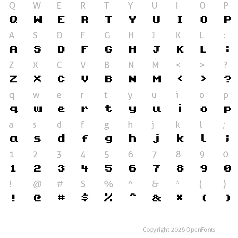 Character Map of Kongtext Regular