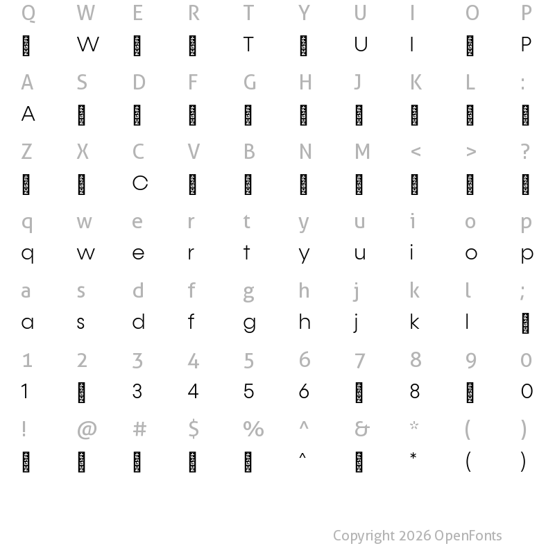 Character Map of Konnect-Light ?