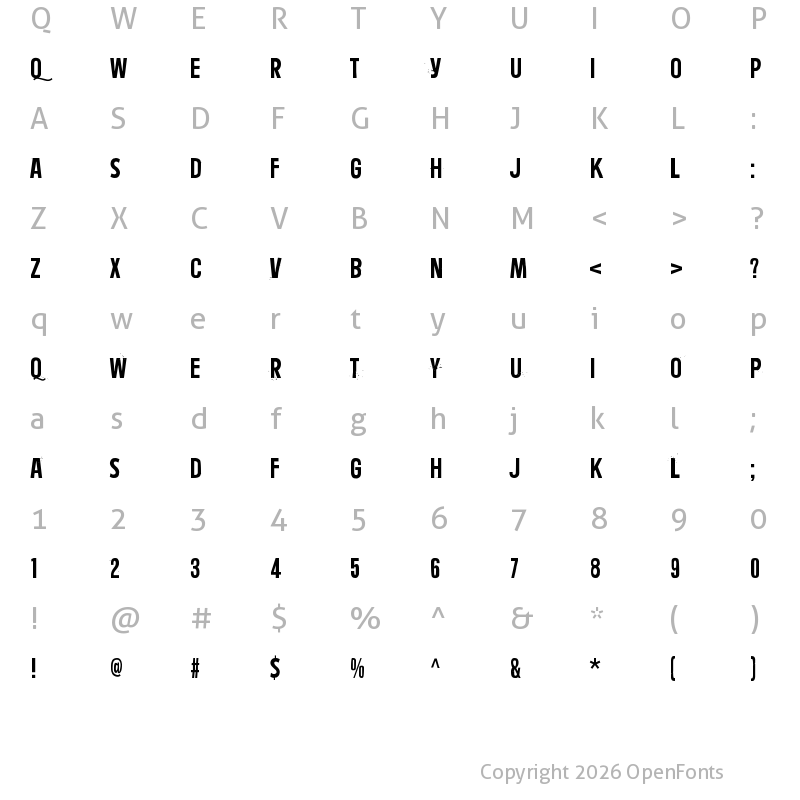 Character Map of Kontemporary Regular