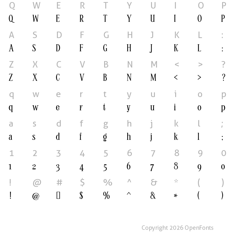 Character Map of Kontor Display