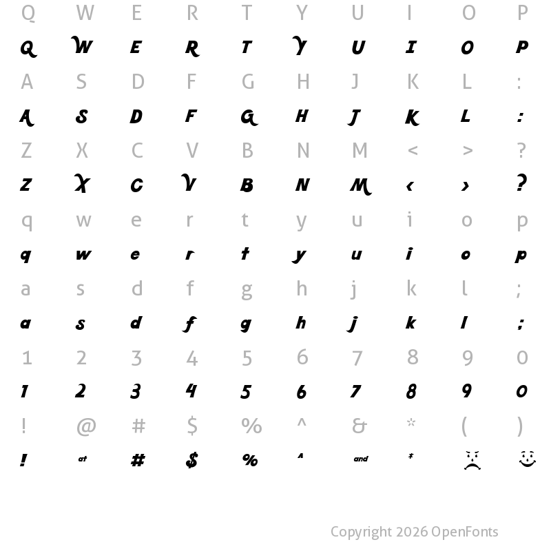 Character Map of Kool Beans Regular