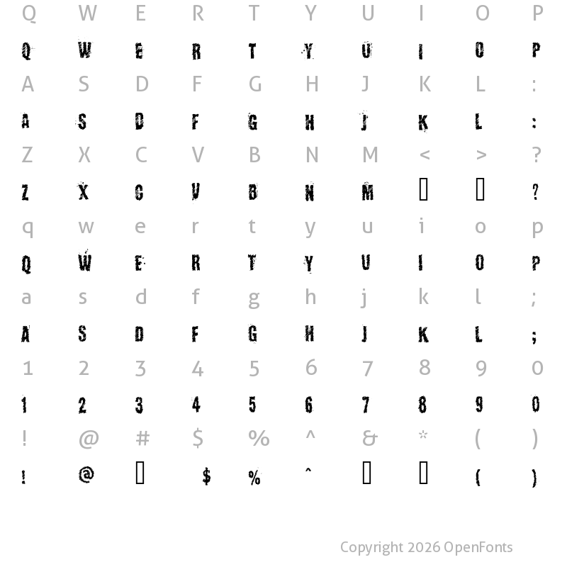 Character Map of KopanyicaStrasse Regular