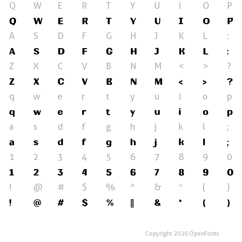 Character Map of Koryaka Free Rounded