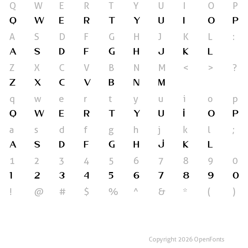 Character Map of Kosans DEMO Regular