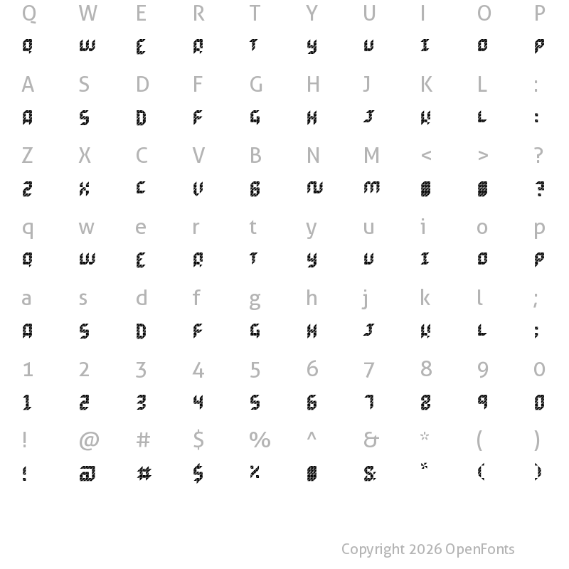 Character Map of Kosetsu Incised