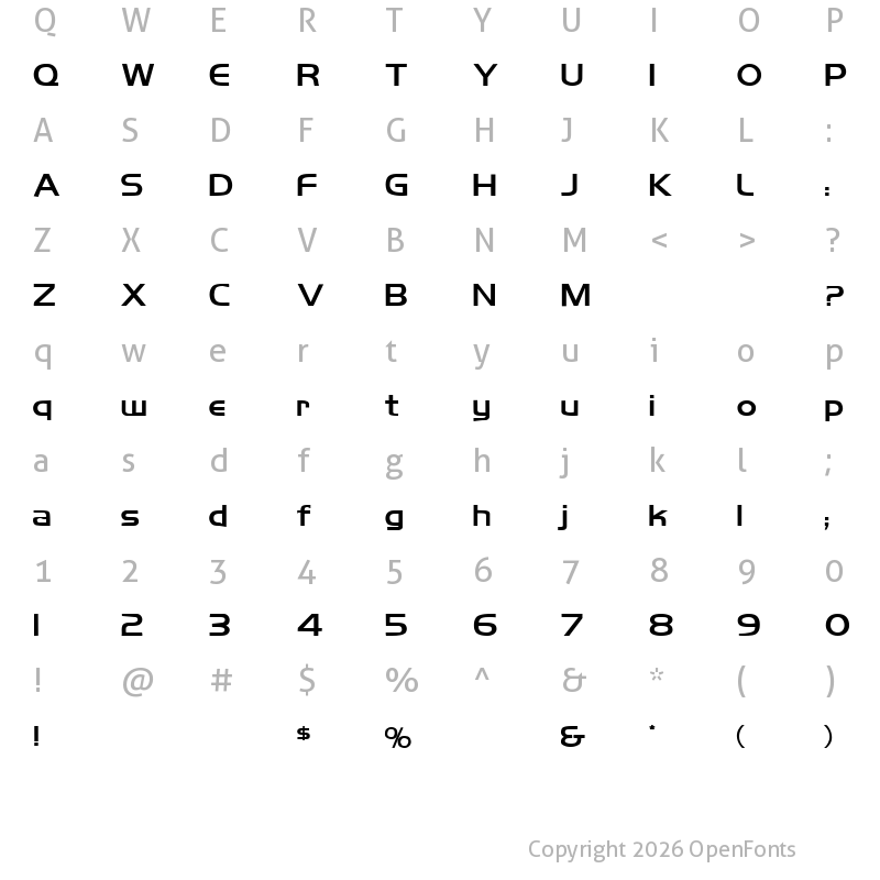 Character Map of Koshgarian Bold