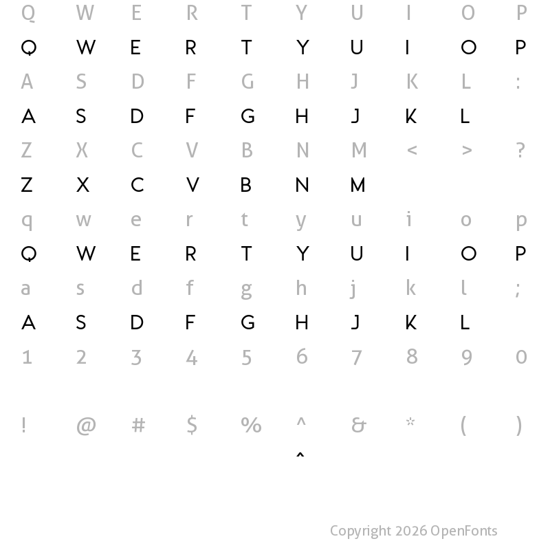 Character Map of Kosmilk Regular