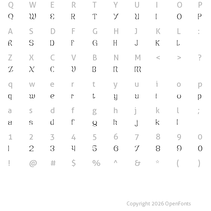 Character Map of Koumon Regular