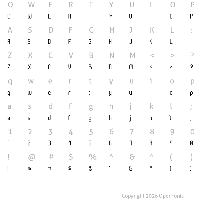 Character Map of KP Programmer Alternates NBP Regular