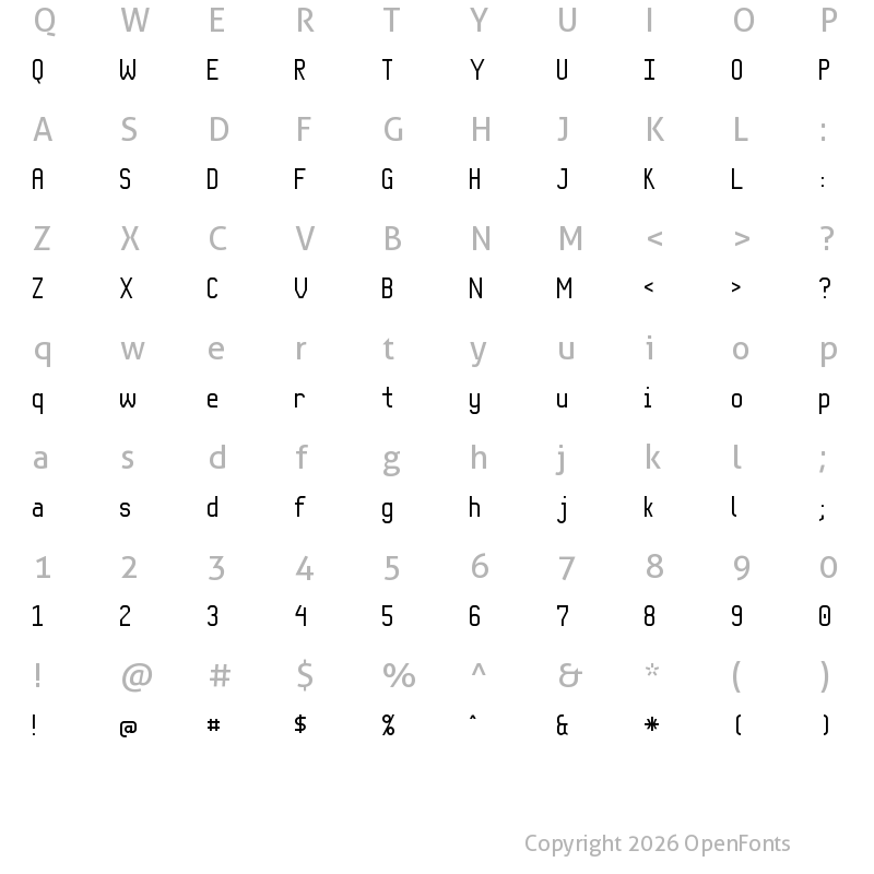 Character Map of KP Programmer NBP Regular