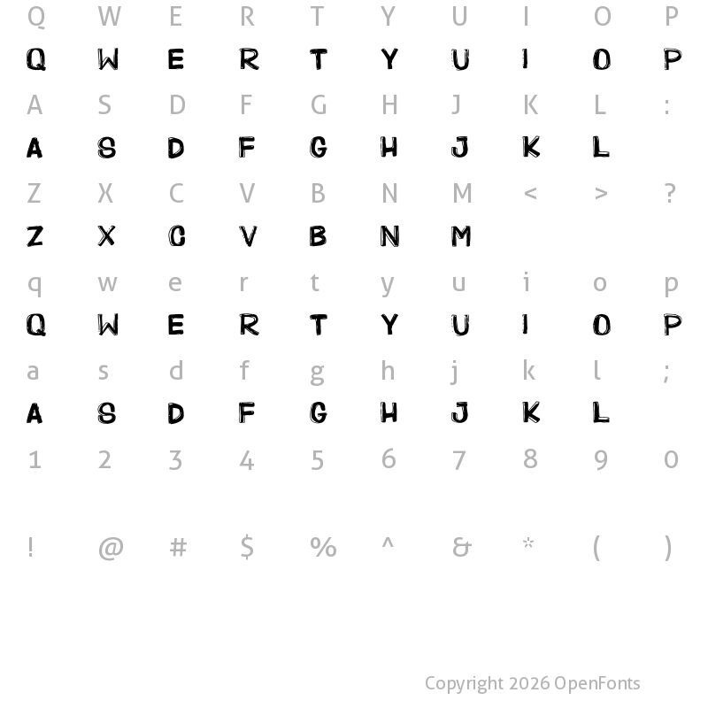 Character Map of KPK Project Regular