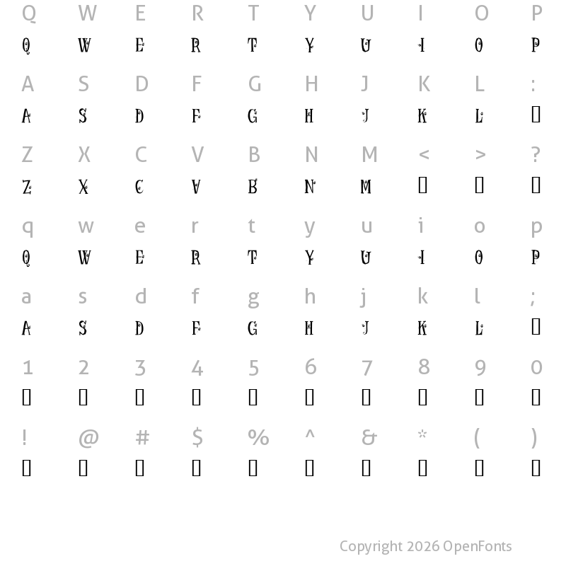 Character Map of KR Ladybug Regular