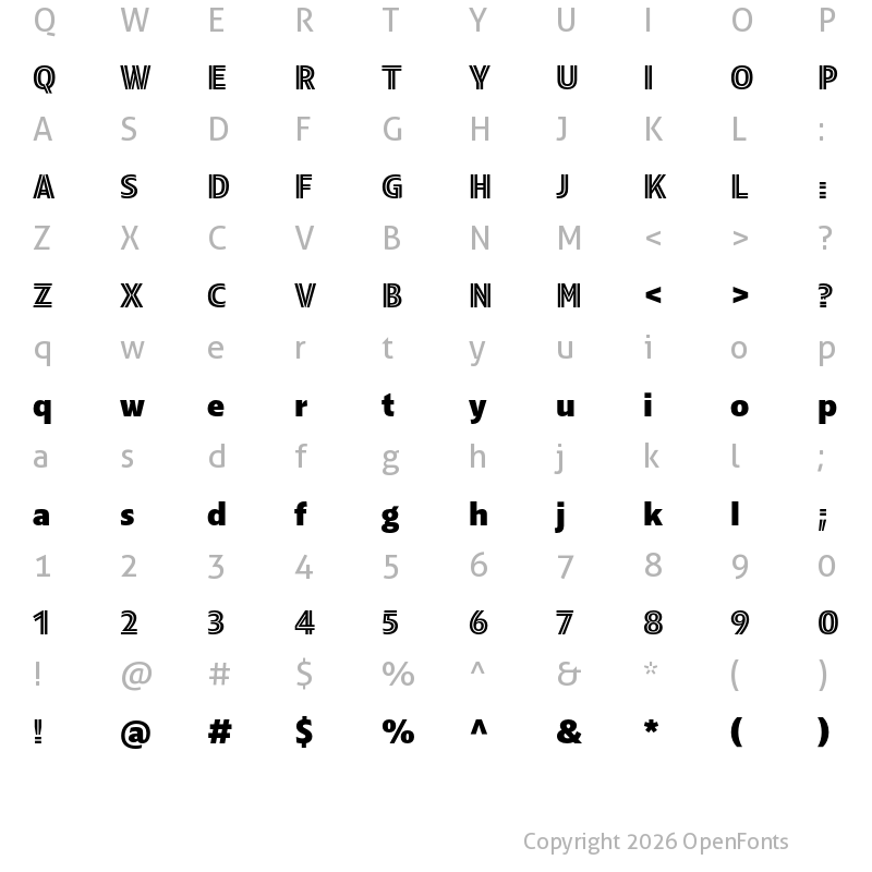 Character Map of Kranto Black Normal Inline