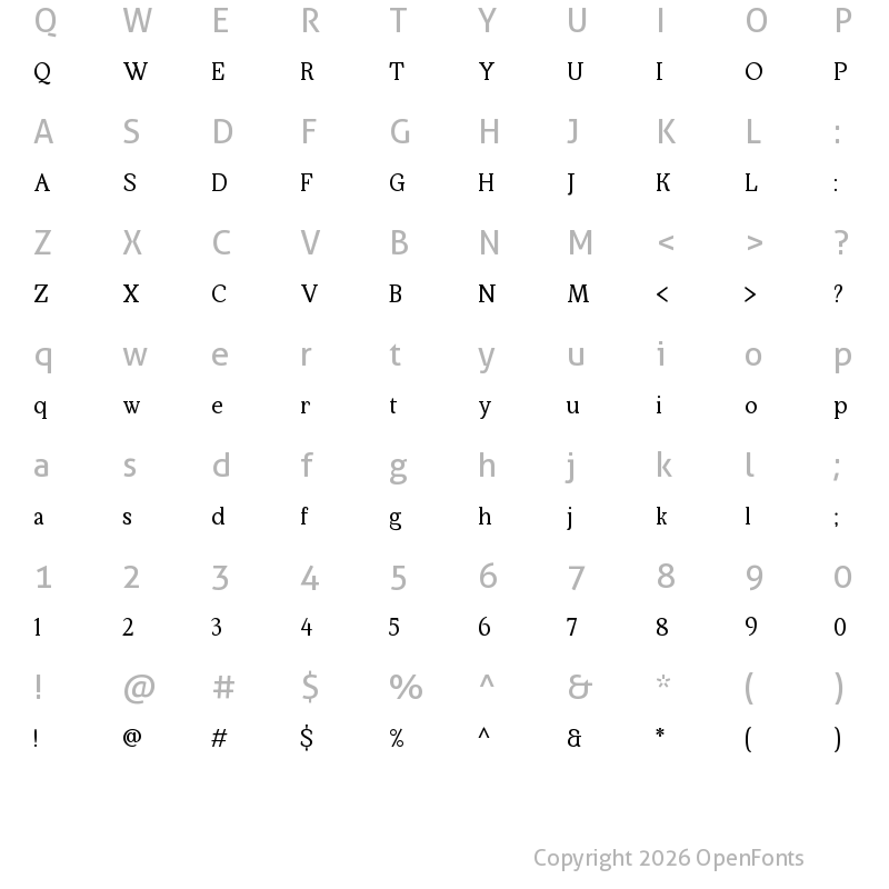 Character Map of Kraskario Regular