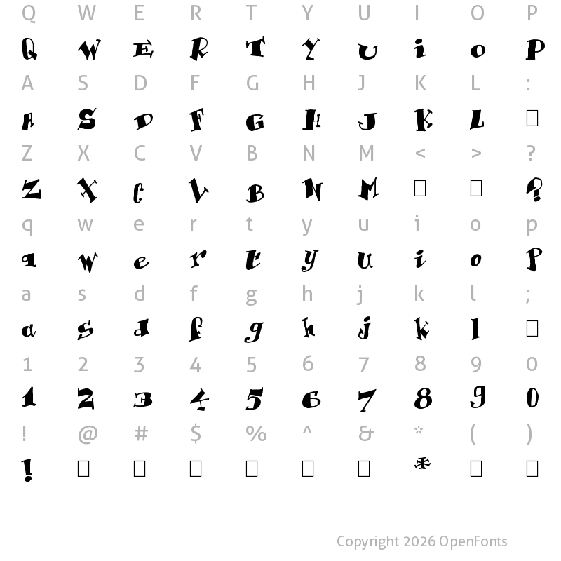 Character Map of Krazy Regular