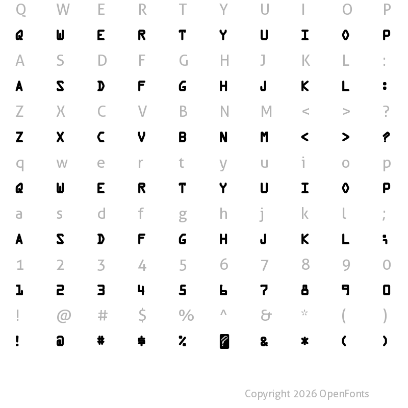 Character Map of Kredit Back