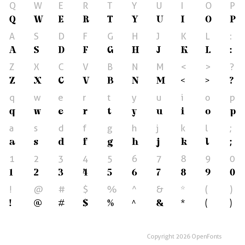 Character Map of Kreftin Regular