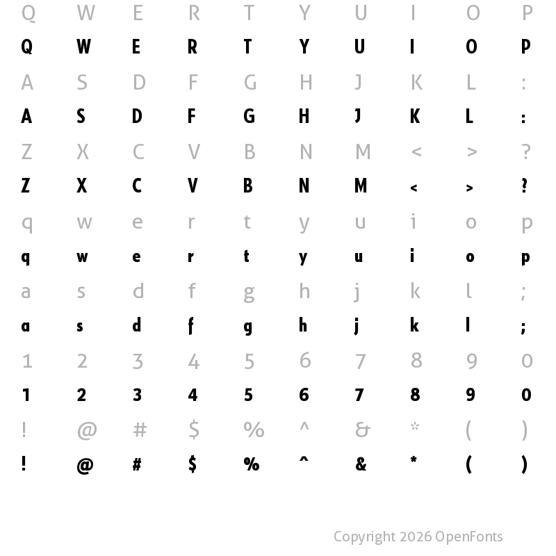 Character Map of Kristall Now Pro Condensed Bold