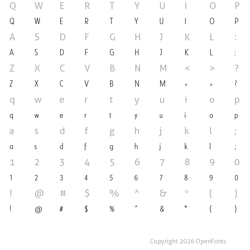Character Map of Kristall Now Pro Condensed Light