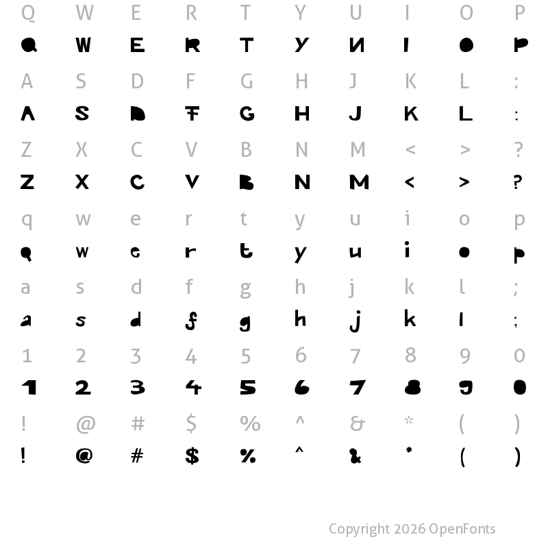 Character Map of Kroeskop Regular