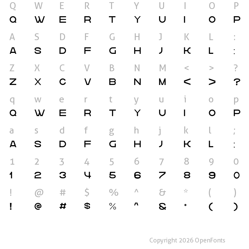 Character Map of krown Thin