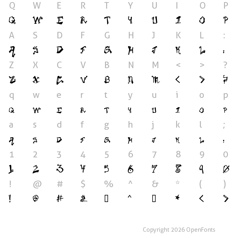 Character Map of Krylon Gothic