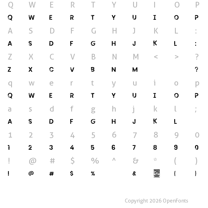 Character Map of Kubrick Display Regular