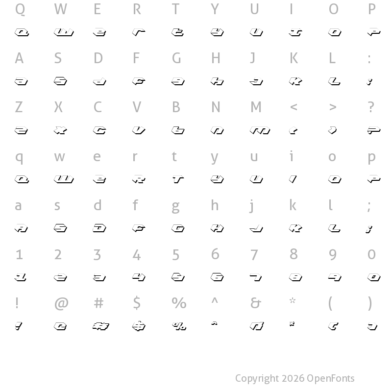 Character Map of Kubrick Shadow Condensed Condensed