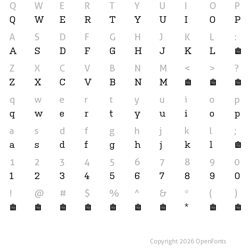 Character Map of Kulturista TRIAL Medium