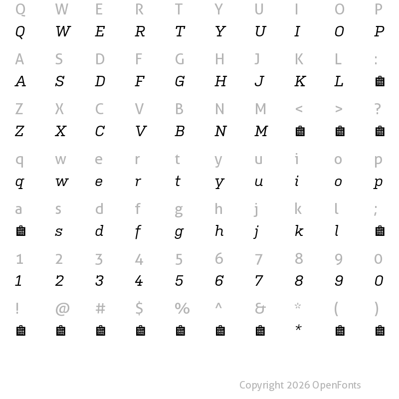 Character Map of Kulturista TRIAL Medium Italic