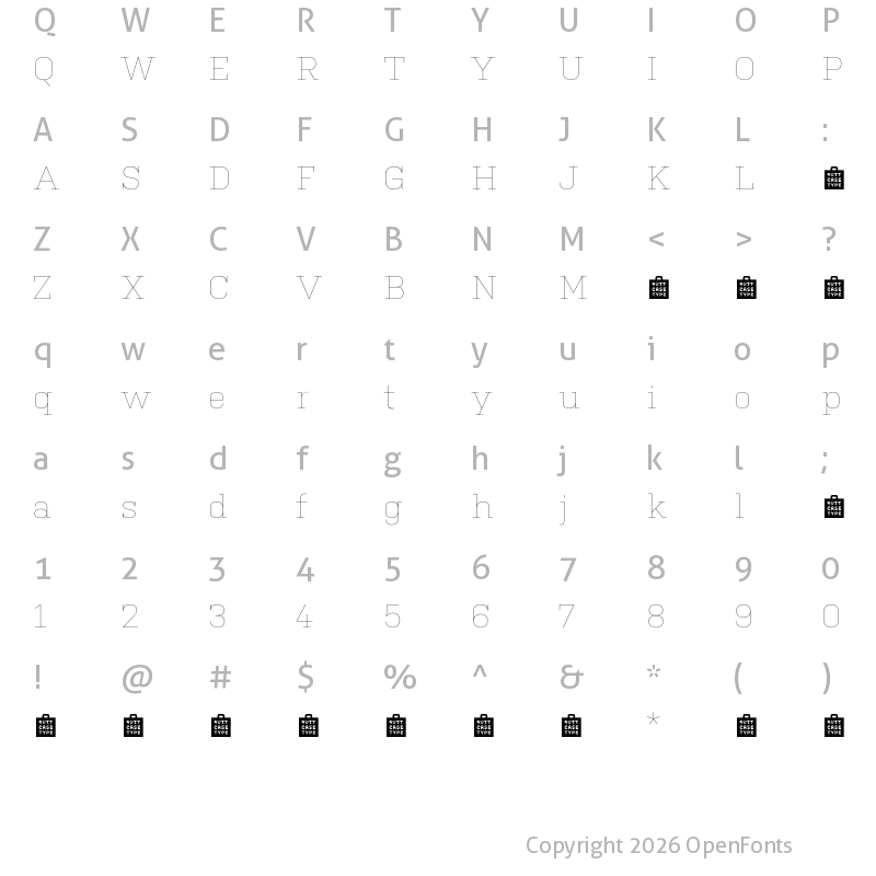 Character Map of Kulturista TRIAL Thin