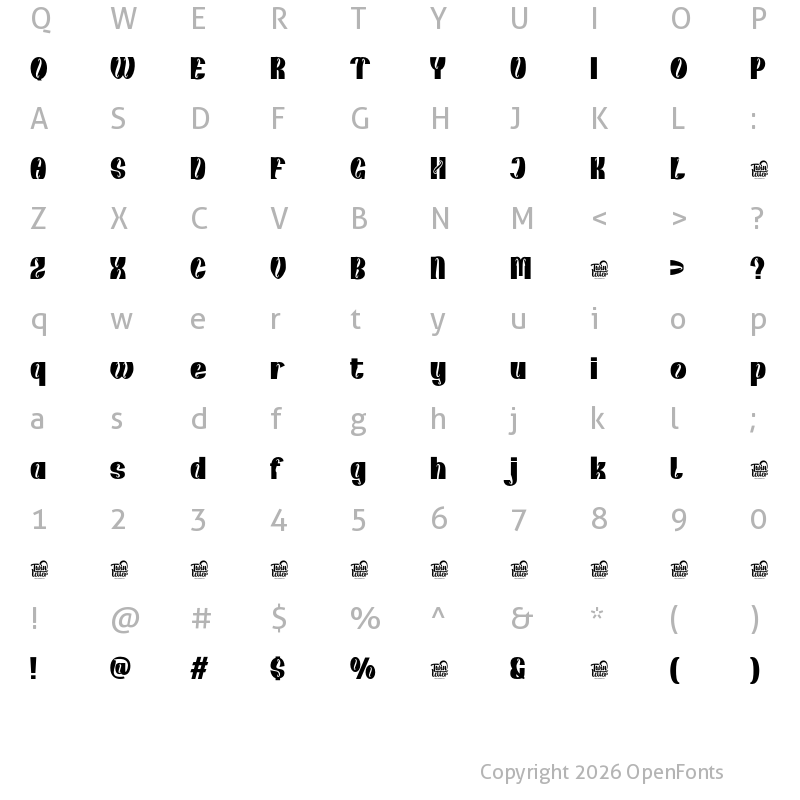 Character Map of kunhety trial Regular