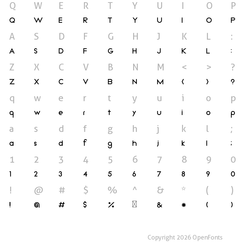 Character Map of Kunika Regular