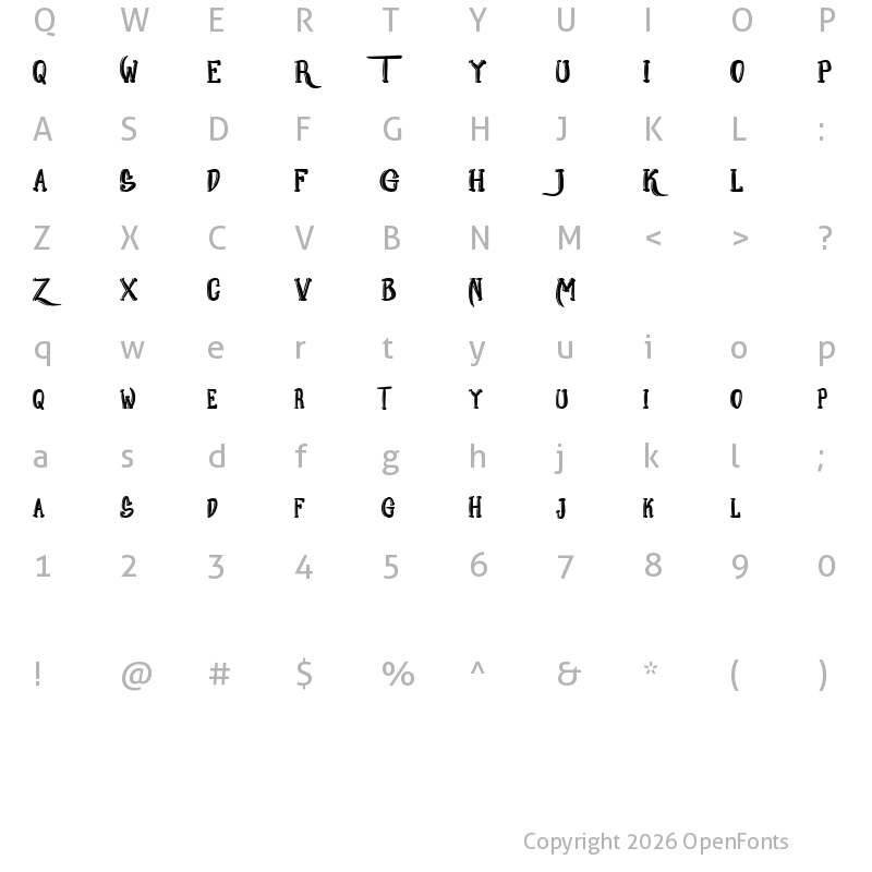 Character Map of Kuramo DEMO