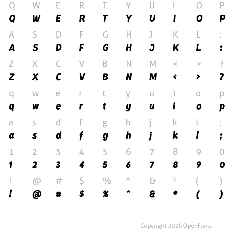 Character Map of Kurri Island Ita PERSONAL Bold